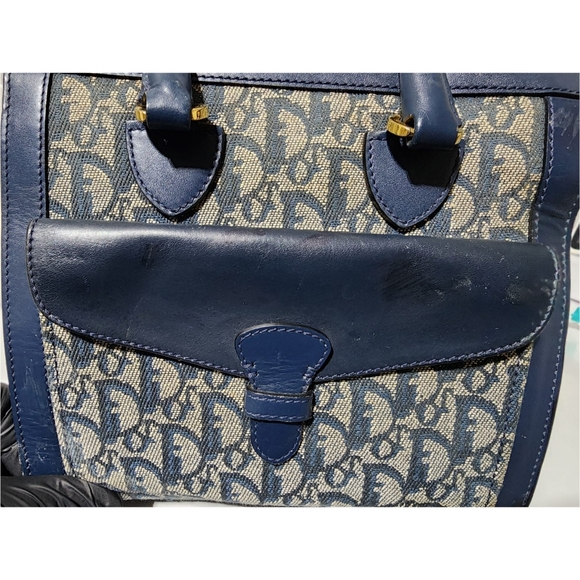 Christian Dior Oblique Handle Bag Navy Blue/Grey - Picture 13 of 16